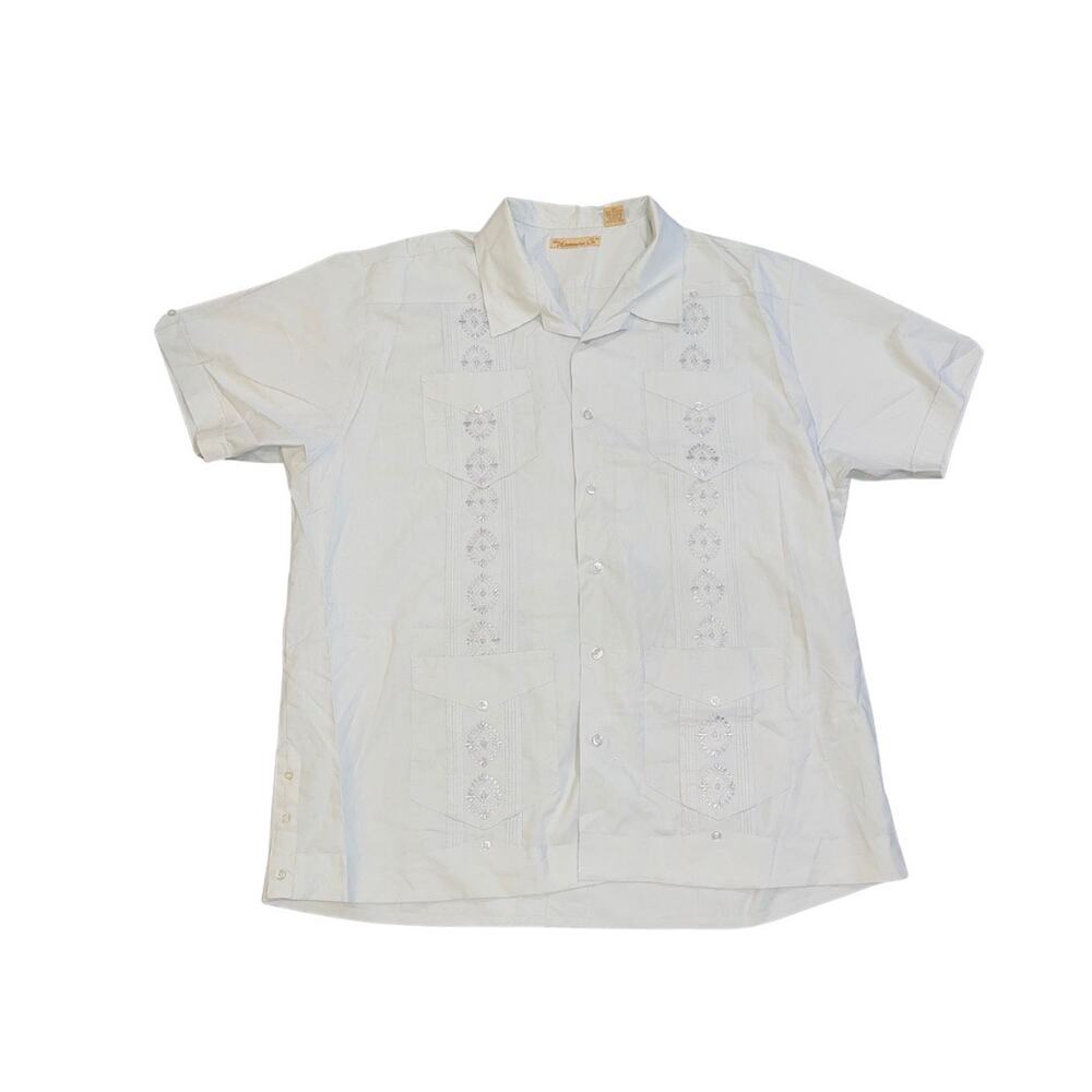 Havanera Co Mens Gray Guayabera Short Sleeve Shirt Size XL Cuban Vacation Beach